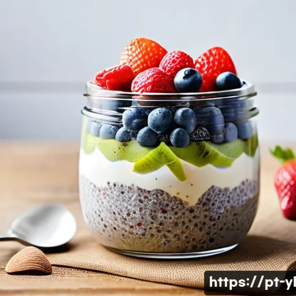 다양한 슈퍼푸드를 활용한 건강 디저트 - **Prompt:** A vibrant and visually appealing healthy dessert, a 'Superfood Chia Pudding.' The image ...