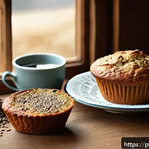 Home 31 계란을 대체할 수 있는 건강한 방법 - A cozy kitchen scene featuring a rustic wooden table with freshly baked muffins made using flaxseed ...